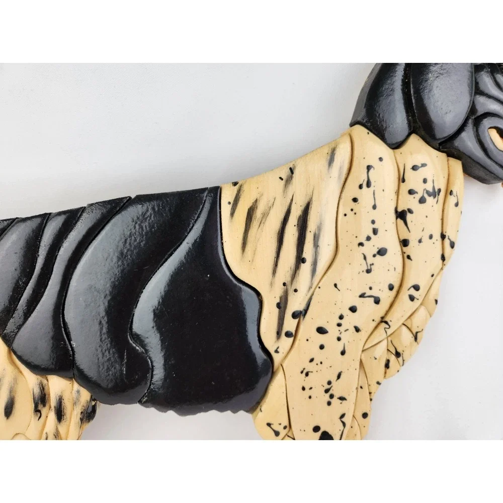 Wood Intarsia Stabyhoun English Setter Field Dog Pointer Handmade Wall Artisan‎